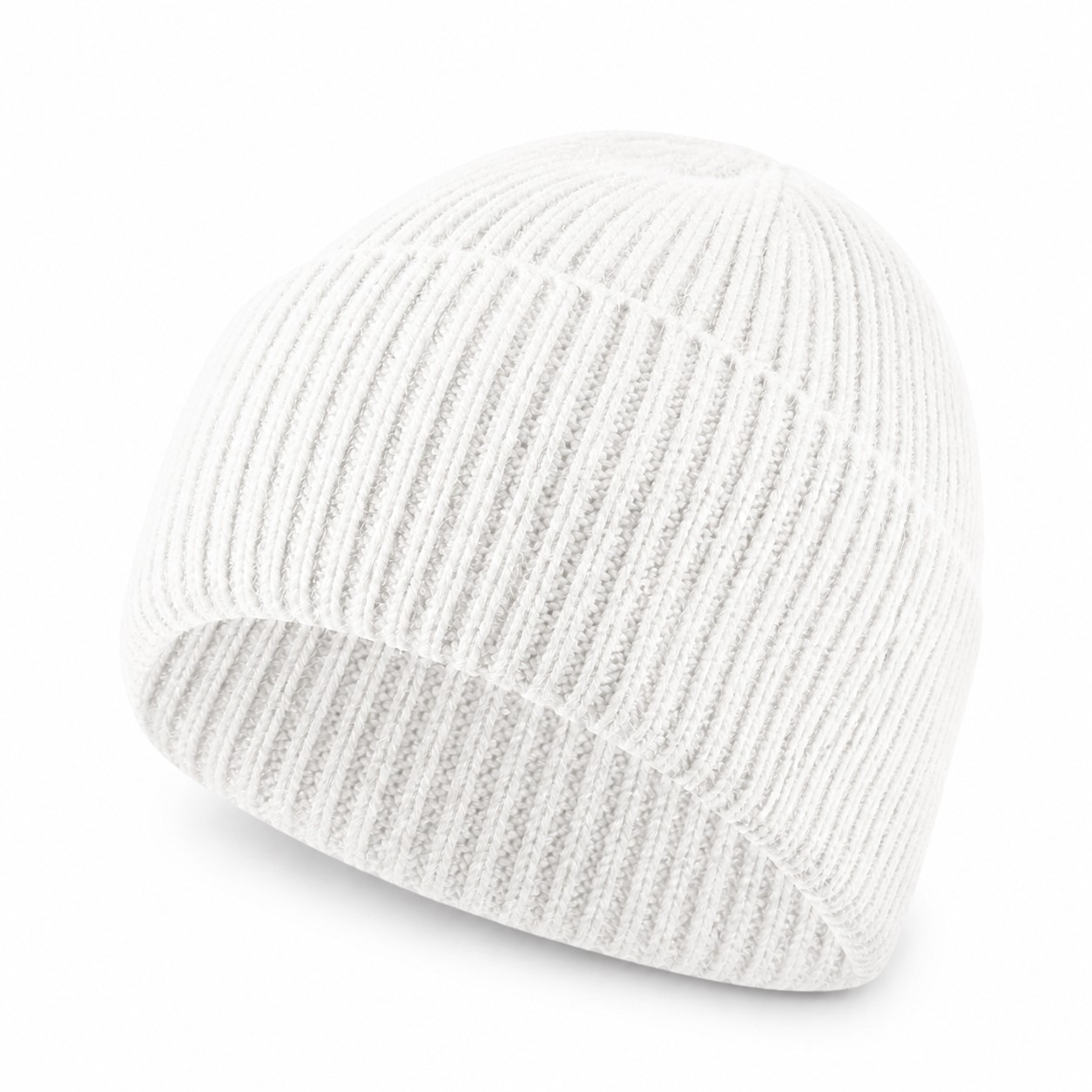 Fold Cuff Cashmere Beanie — White