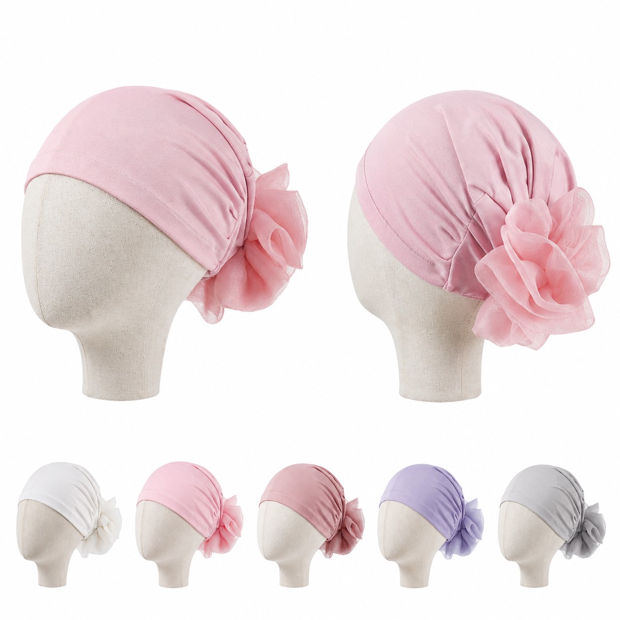 Polyester Floral Elastic Turban Hat