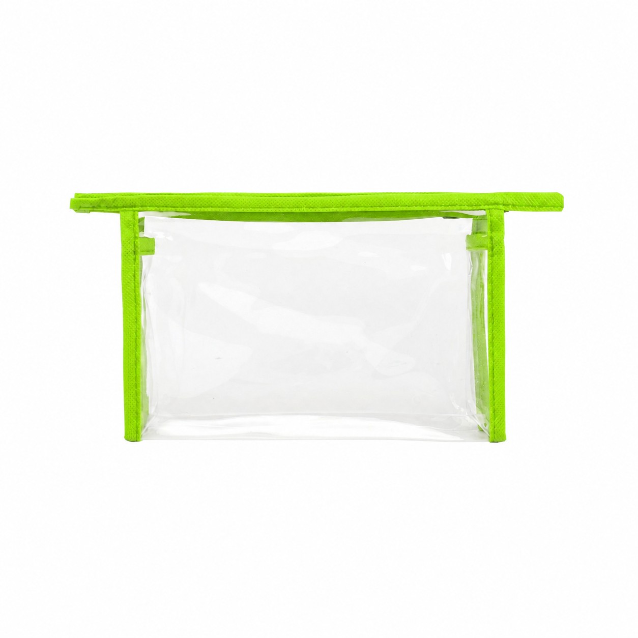 Clear PVC Toiletry Bag with 80GSM Non-Woven Trim — Lime Green