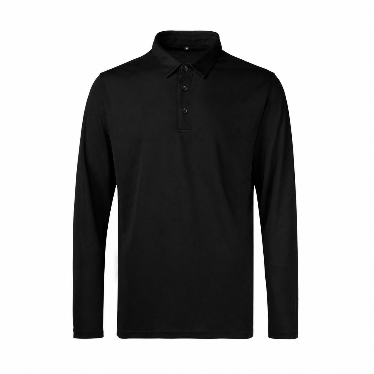 Men's Long Sleeve Micro Pique Polo Shirt — Black