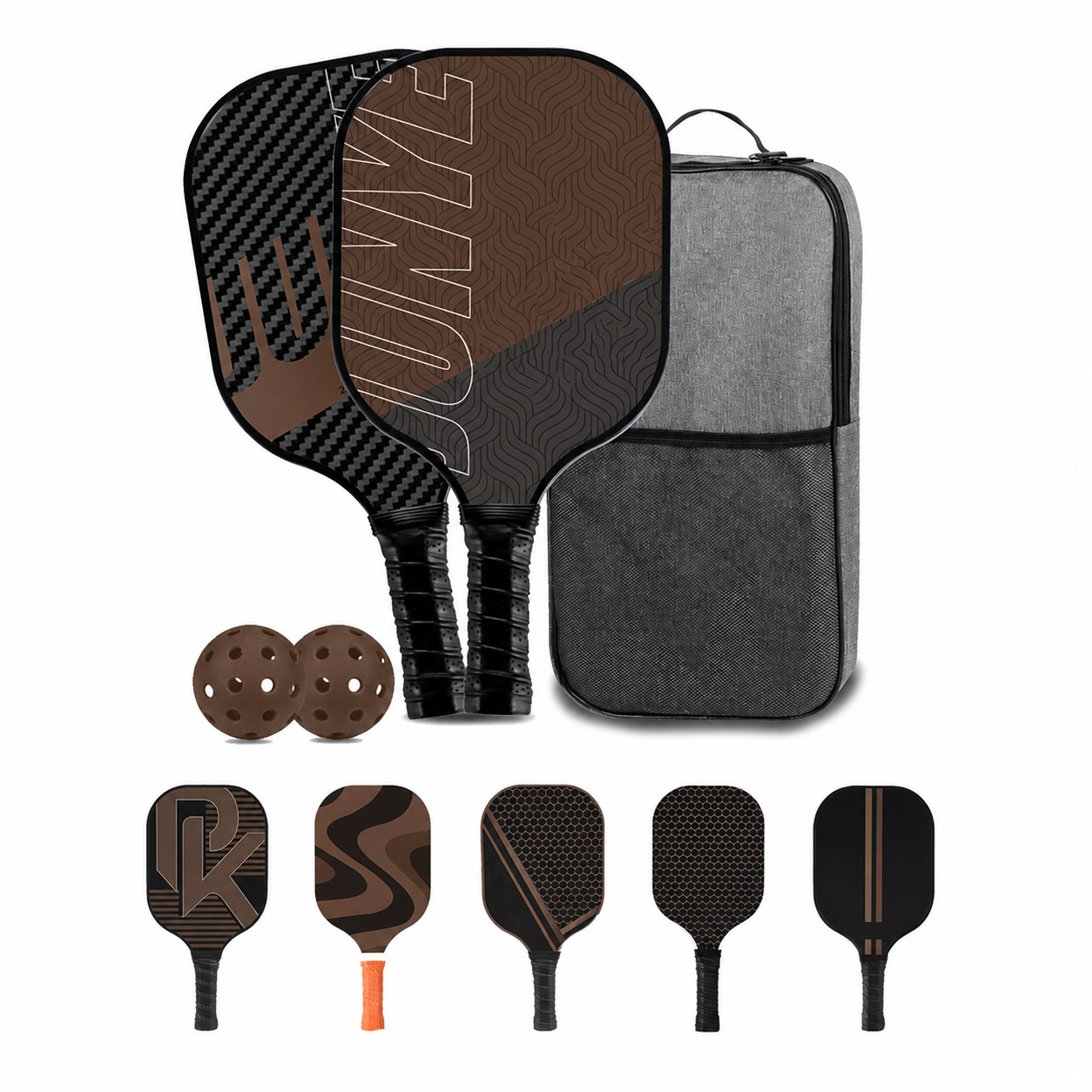 Carbon Fiber Pickleball Paddle Kit — Brown