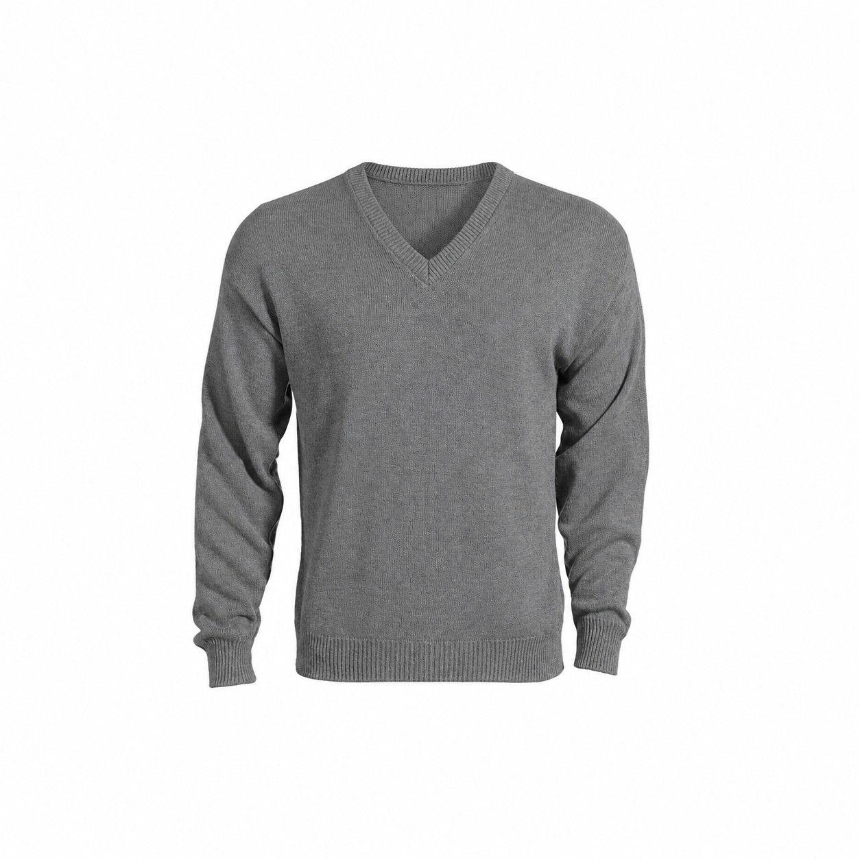 Women's Long Sleeve V-Neck Cotton Blend Shirt — Gray