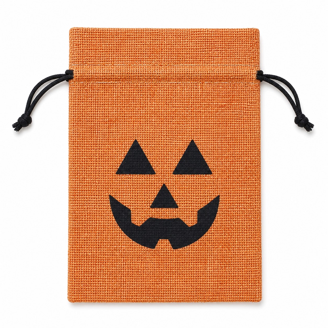Linen Pumpkin Face Drawstring Treat Bag — view 2