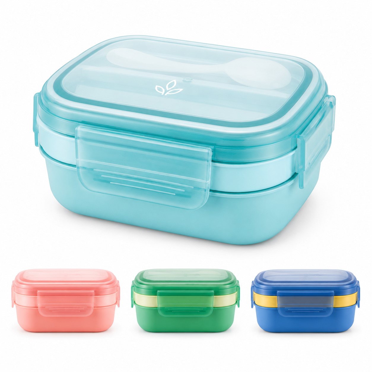 Polypropylene Divided Lunch Container With Utensils