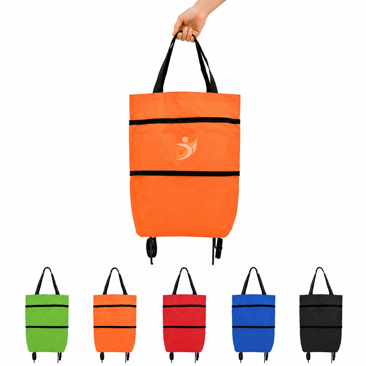 Wheeled Oxford Shopping Bag With Shoulder Straps