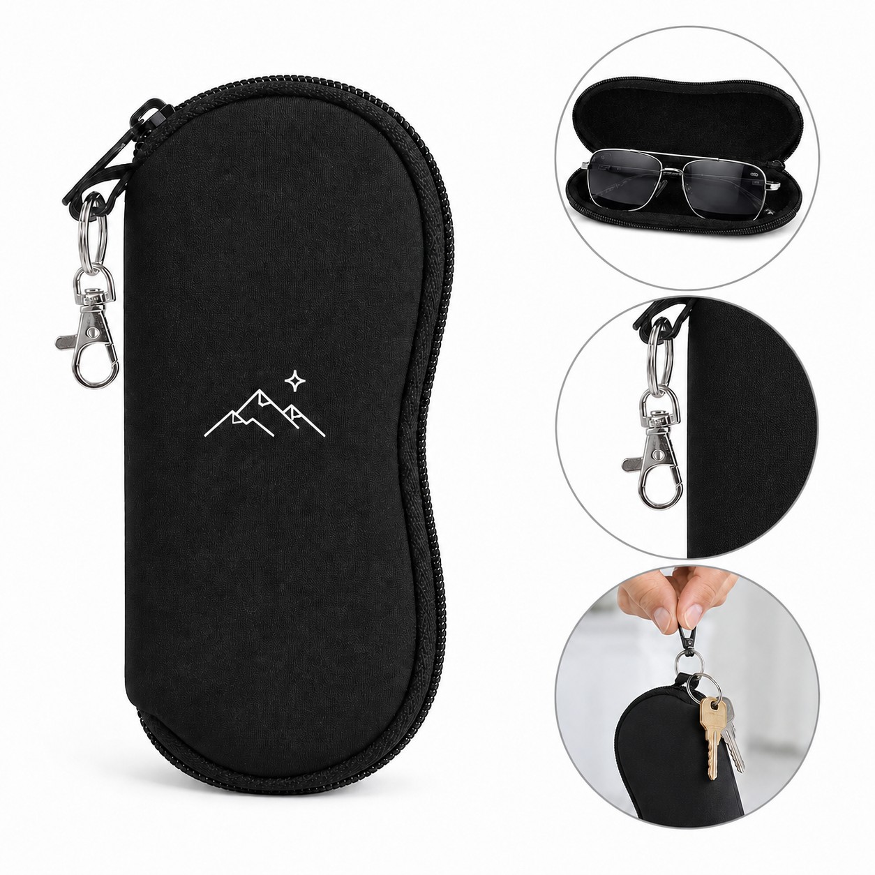 Neoprene Zip Eyeglass Pouch With Hanging Hook