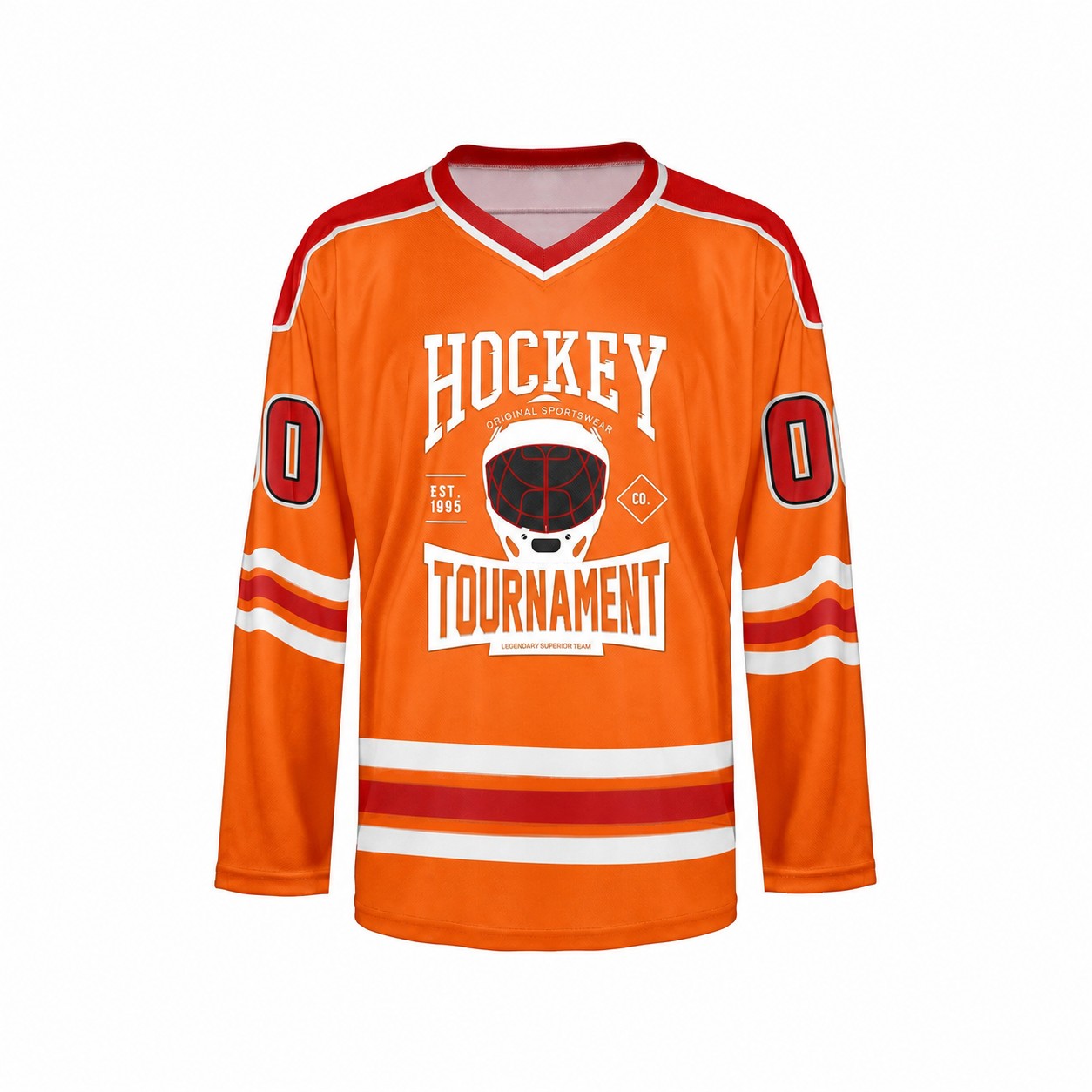 Mesh Polyester Ice Hockey Jersey — Orange