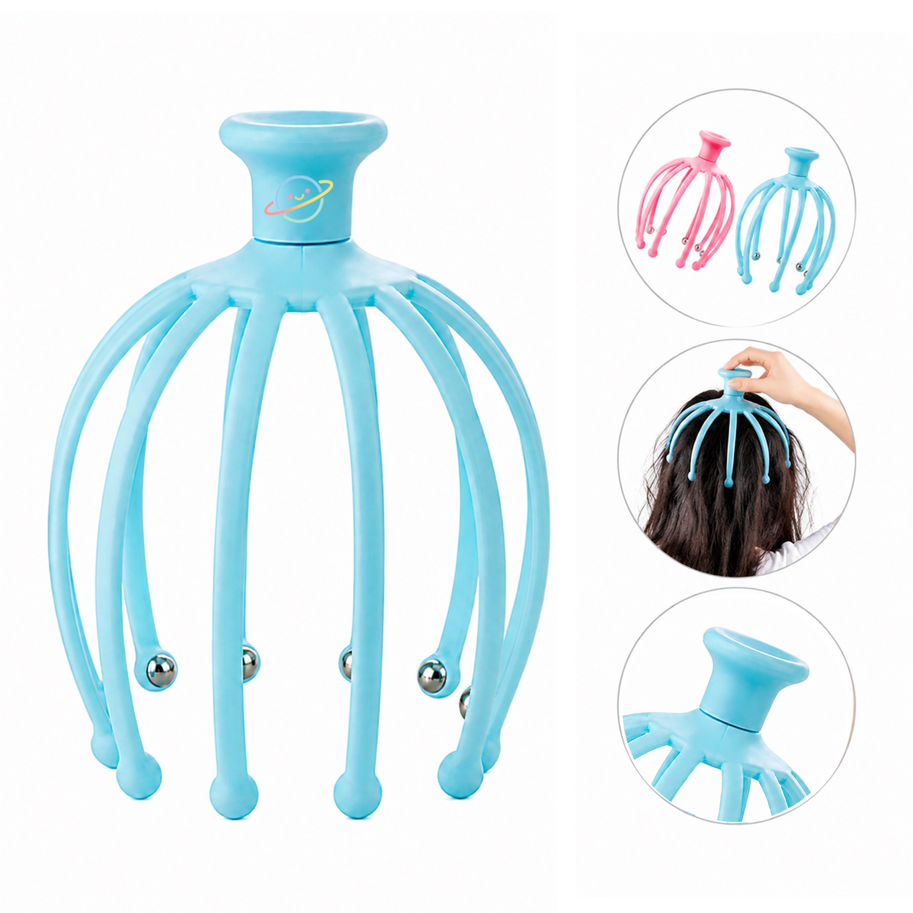 Flexible PE Claw Head Massager With Steel Balls