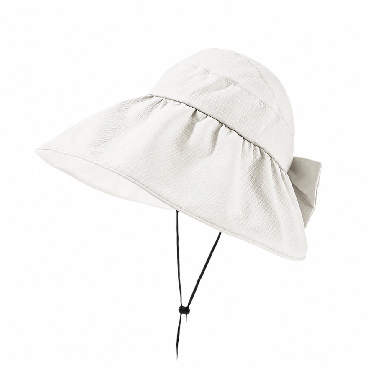 Bow Back Wide Brim Sun Hat — Off White