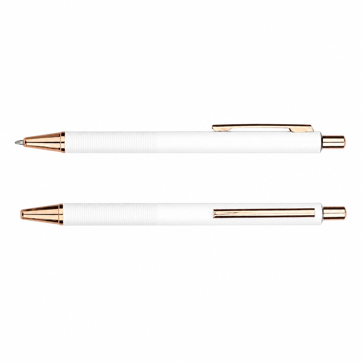 Rose Gold Accent Aluminum Pen — White