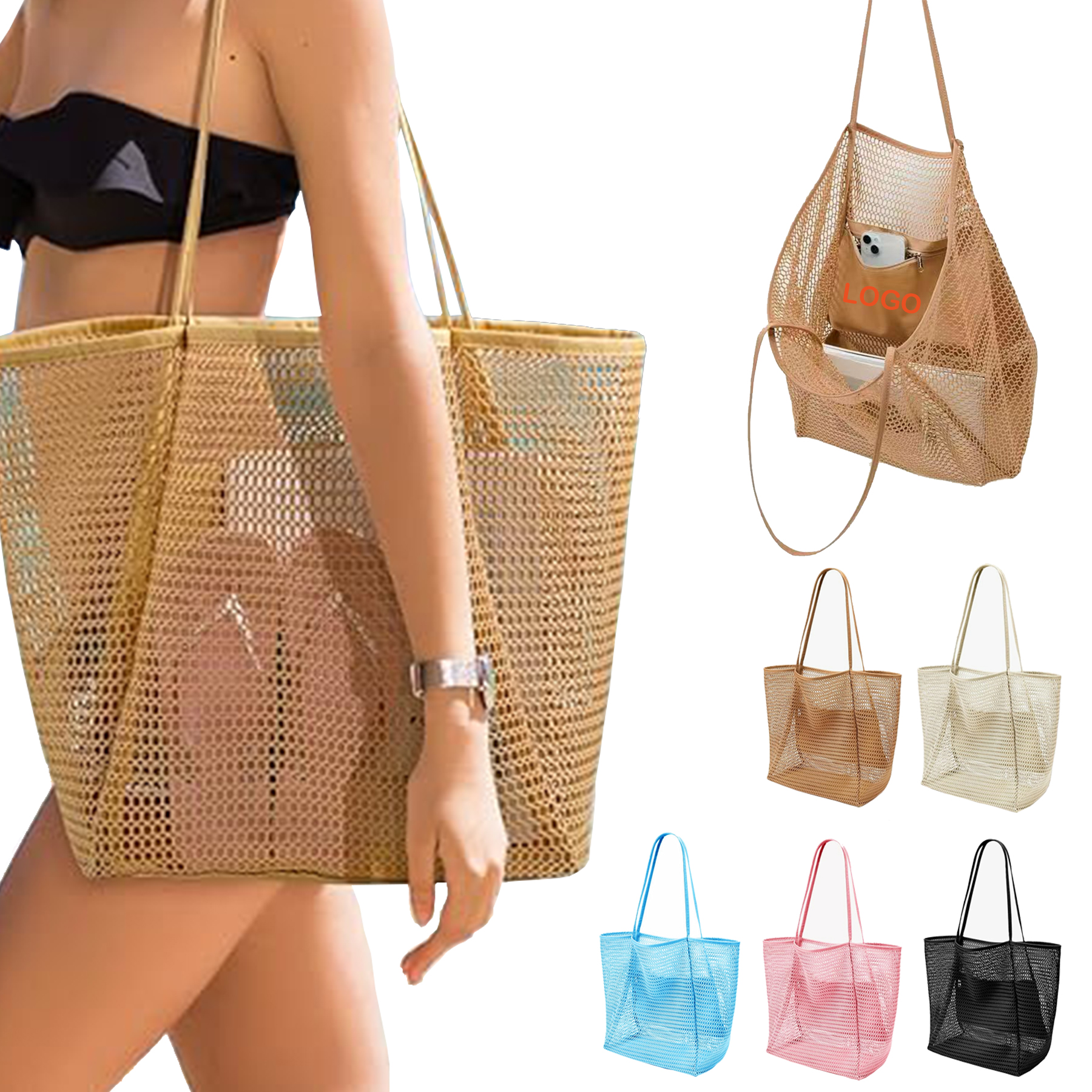Nylon Mesh Beach Tote Bag