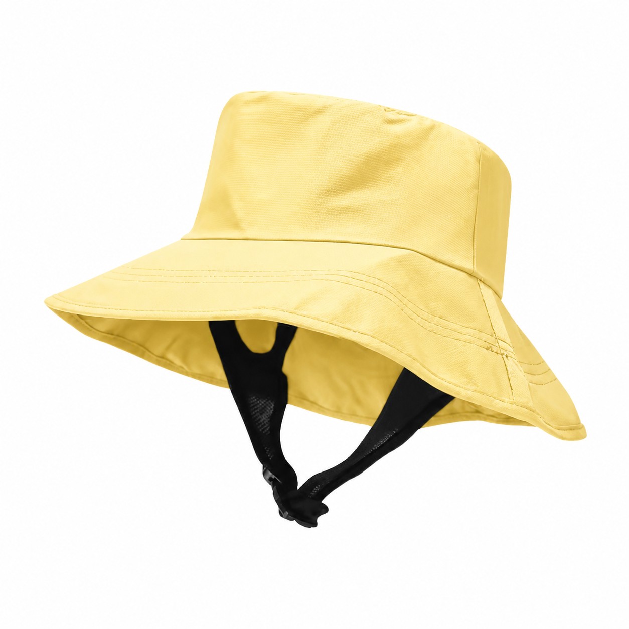 Polyester Square Crown Bucket Hat — Light Yellow