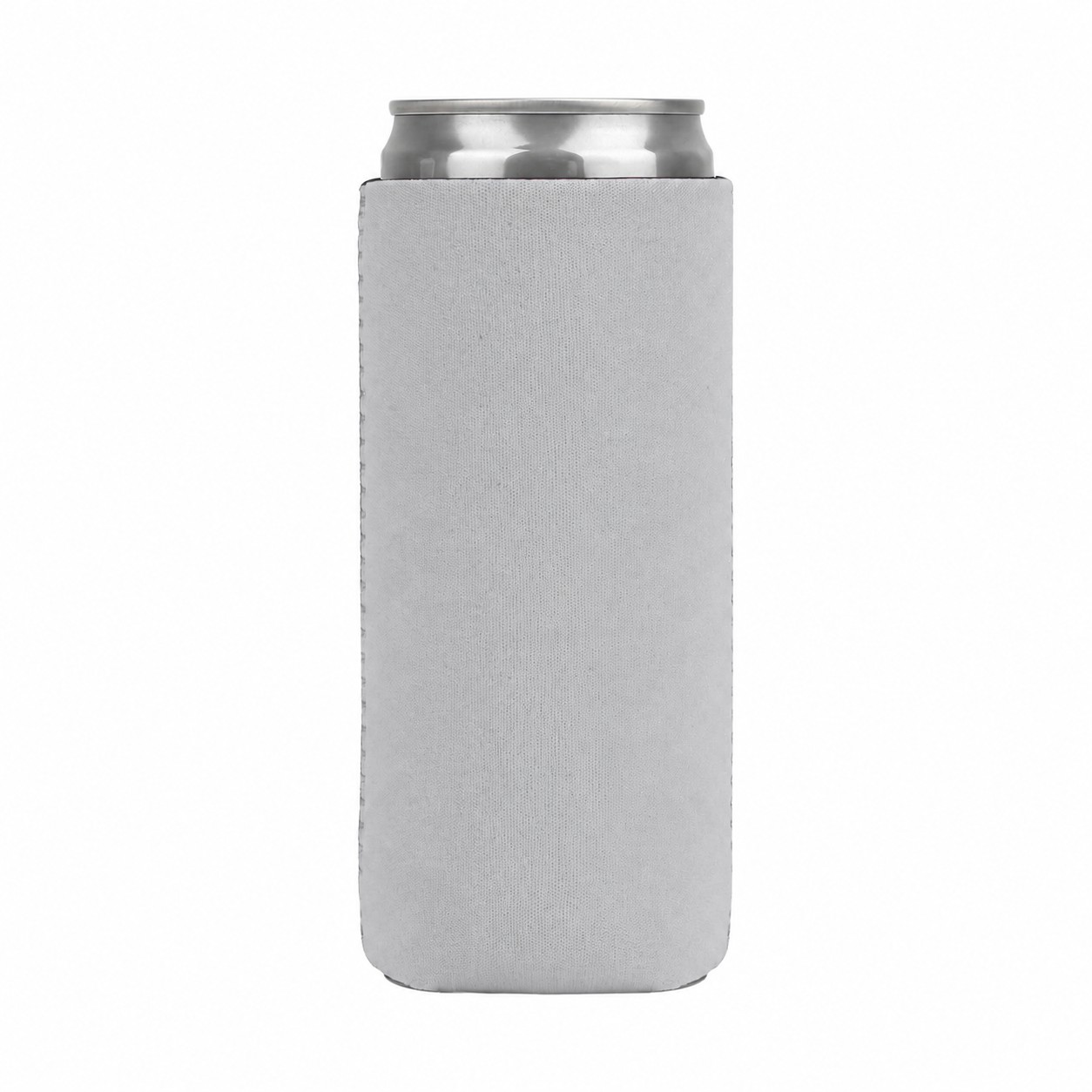White Neoprene Slim Can Cooler — Light Gray