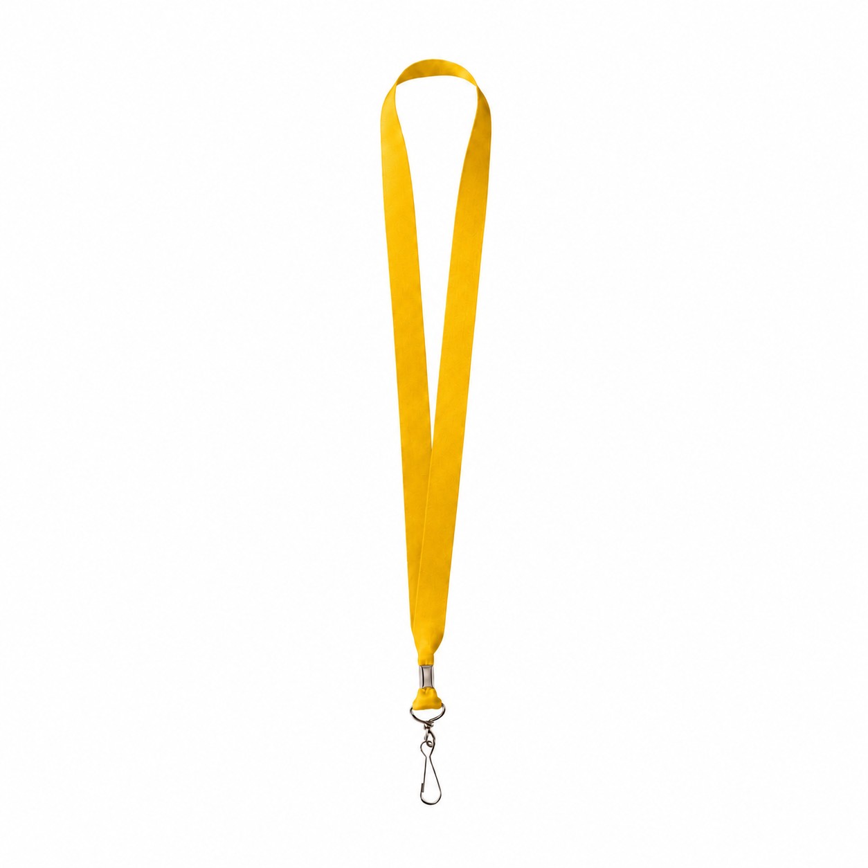 Metal Crimp Polyester Satin Lanyard — Gold