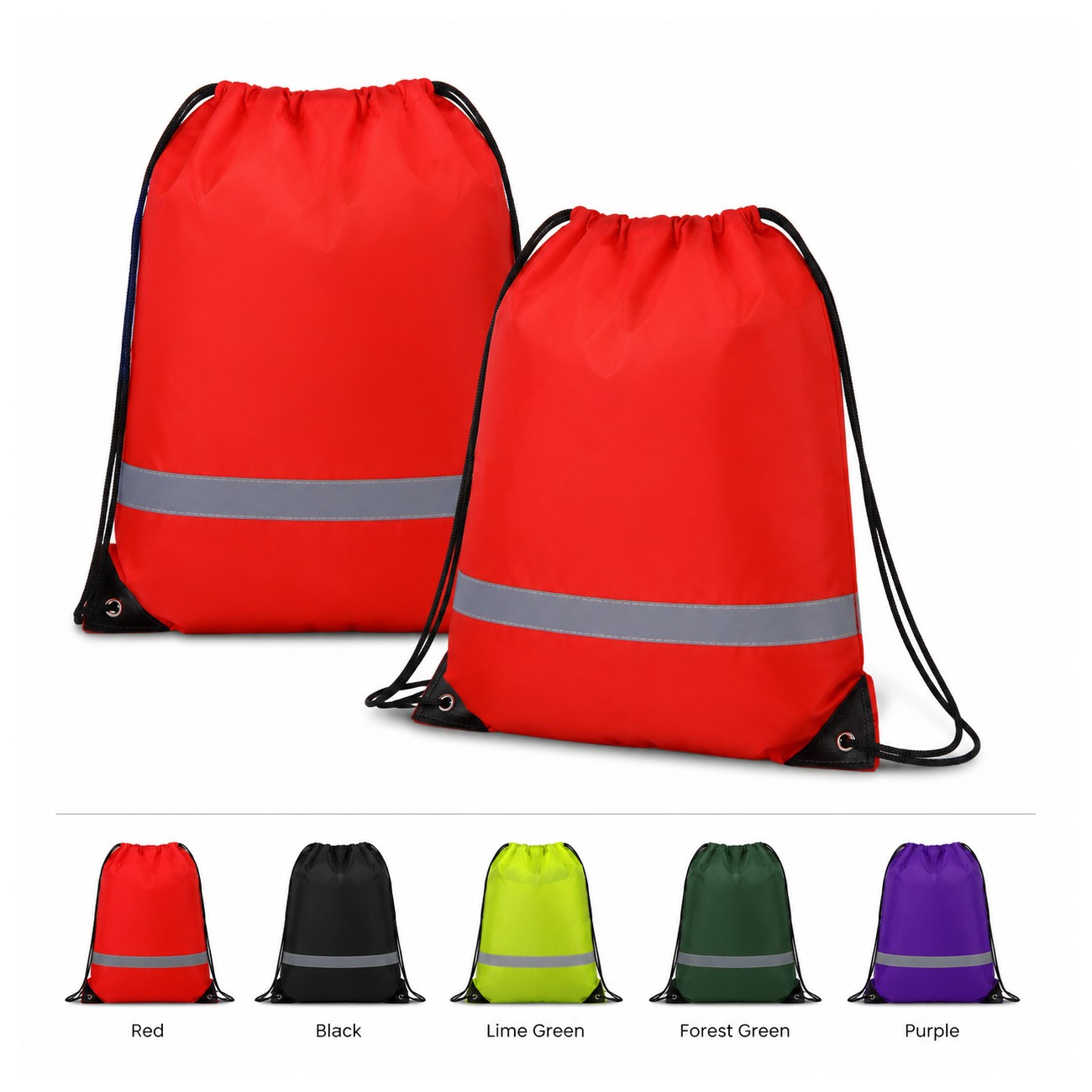 210D Polyester Red Drawstring Bag