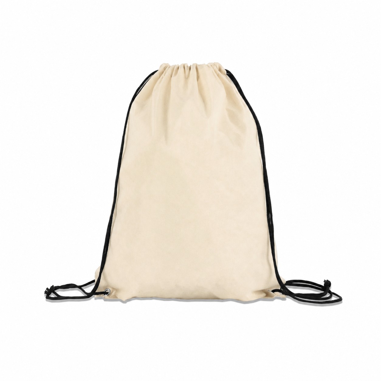 210D Polyester Drawstring Backpack With Adjustable Cords — Natural Beige