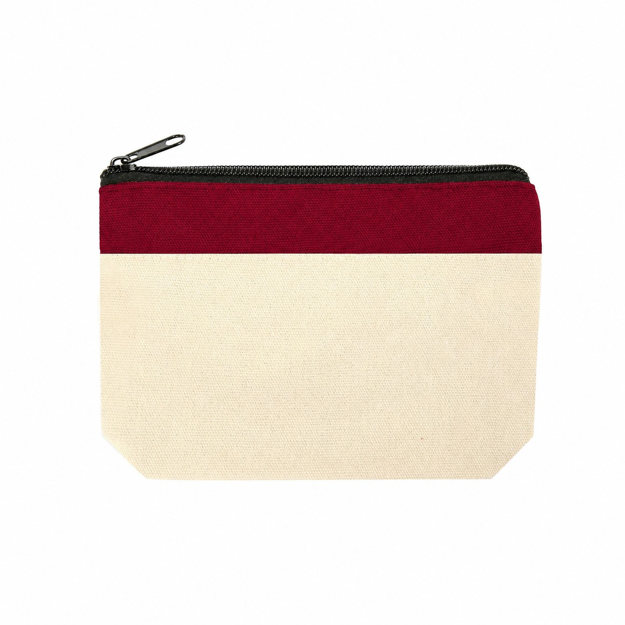 Cotton Canvas Zipper Pouch — Burgundy Red