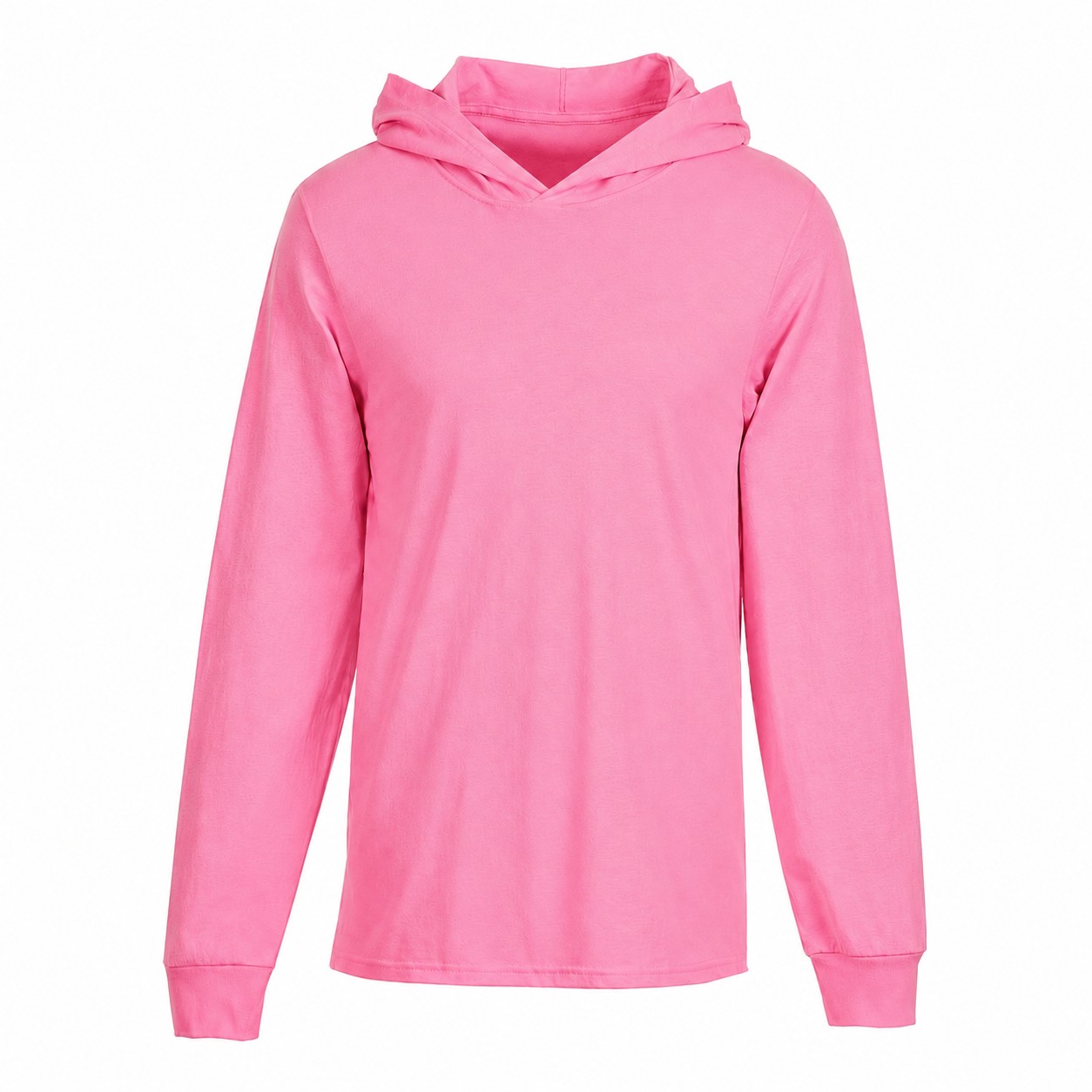 Cotton Jersey Hooded Long Sleeve Shirt — Pink