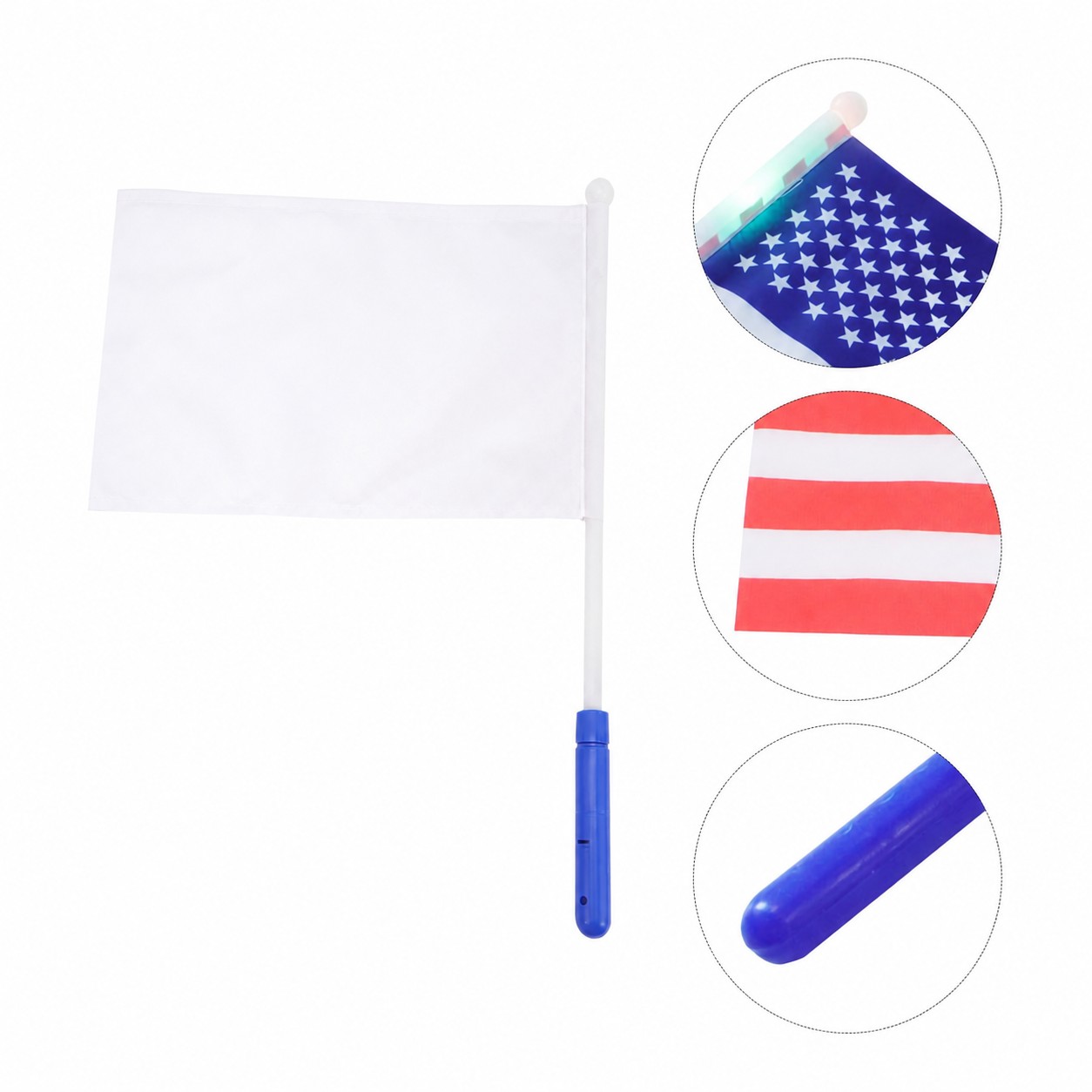 LED Plastic Handheld American Flag — White