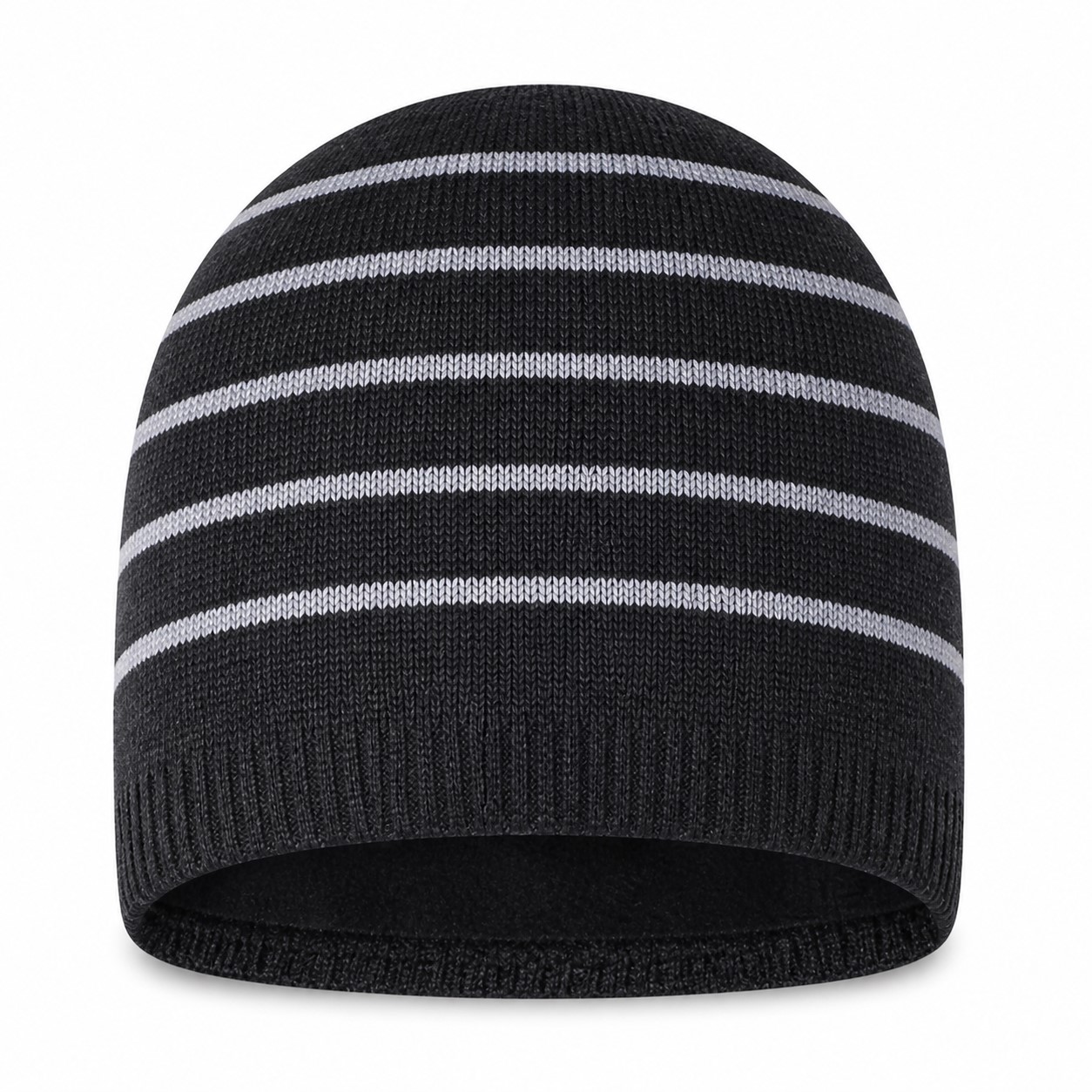Striped Fleece Lined Knit Beanie — view 2