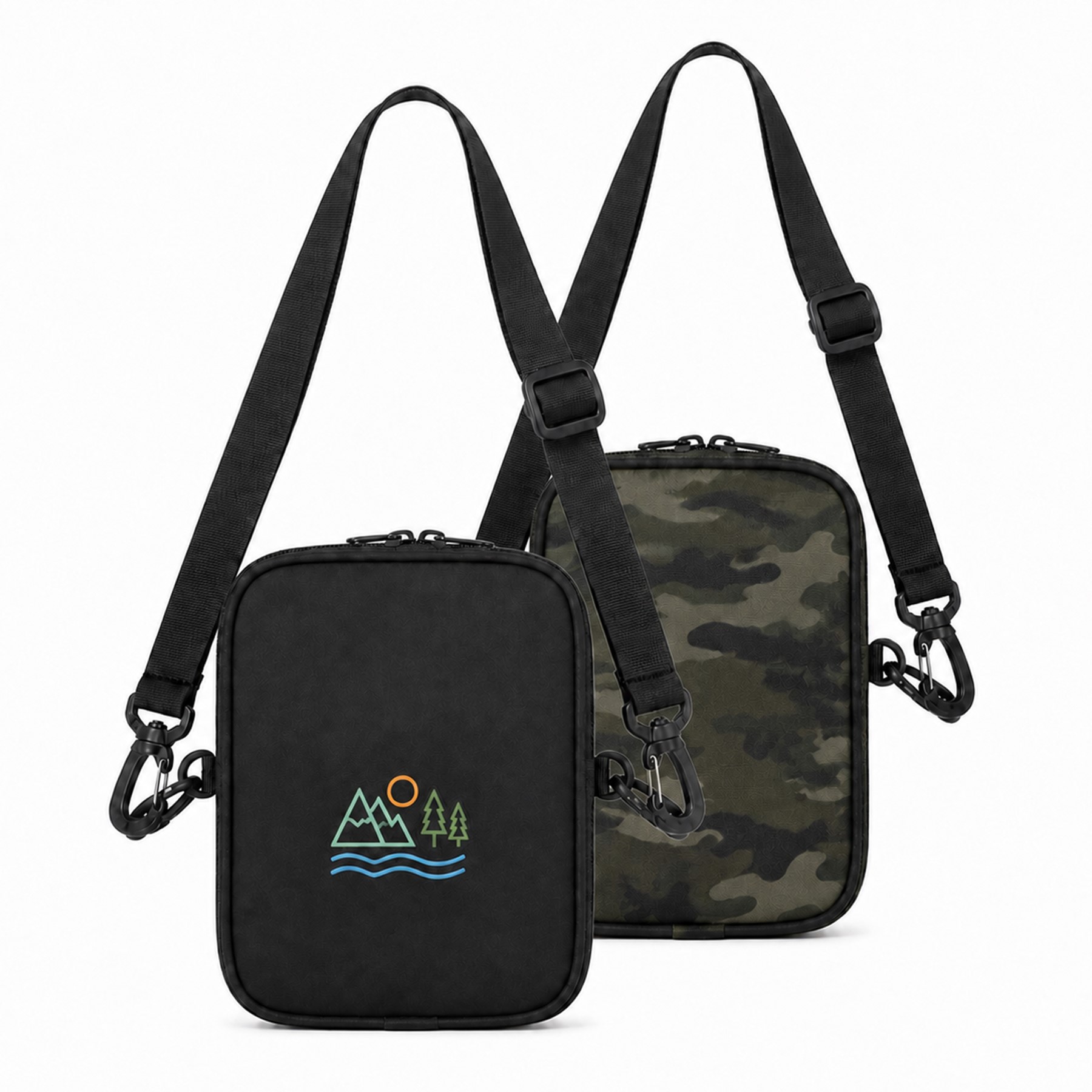 Compact Oxford Crossbody Bag With Clip Strap
