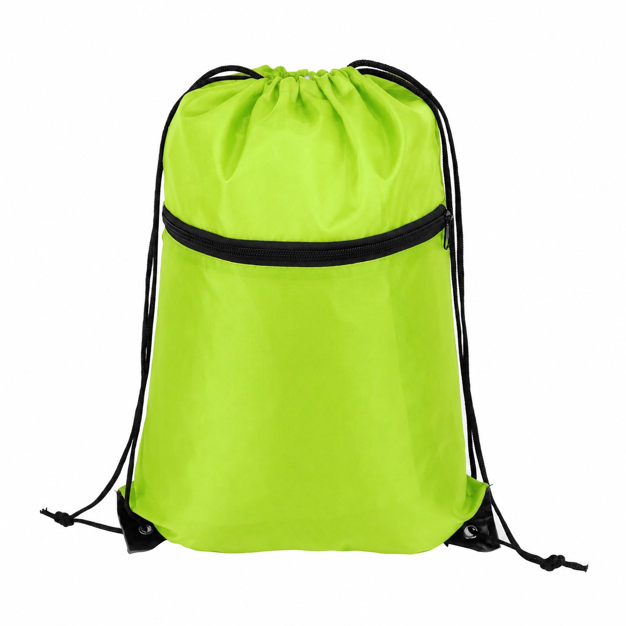 210D Polyester Roomy Drawstring Bag — Lime Green