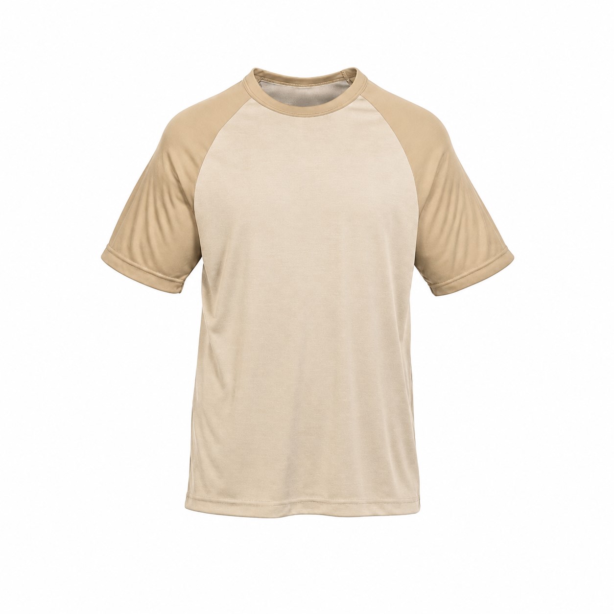 Colorblock Polyester Raglan Shirt — Beige