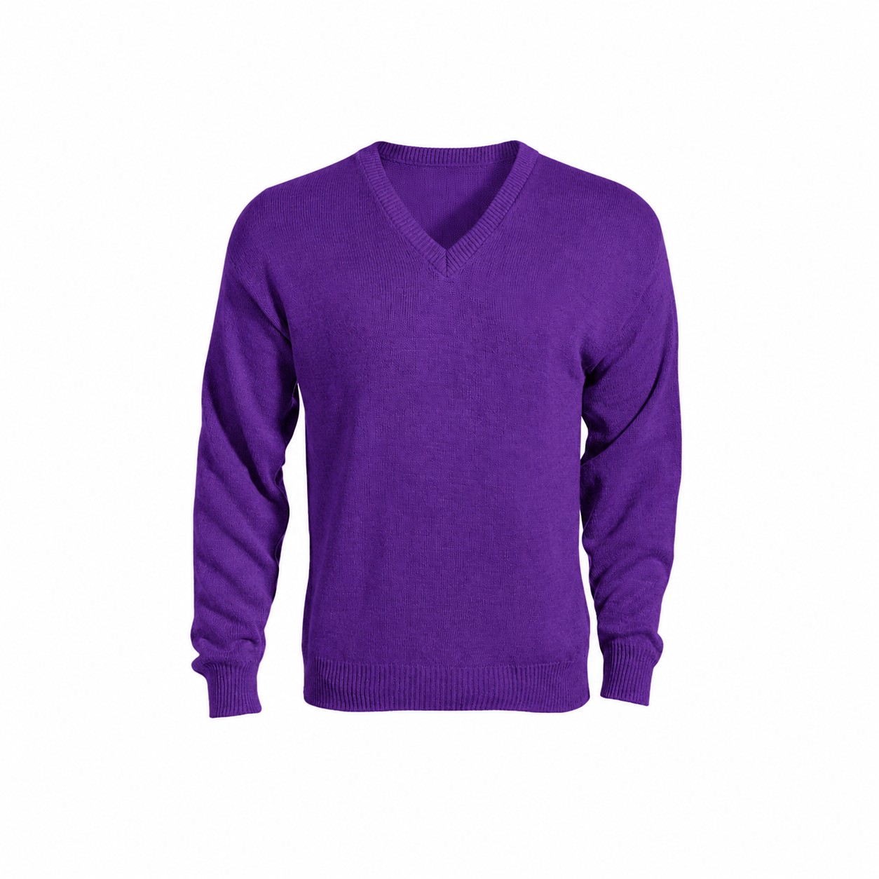 Women's Long Sleeve V-Neck Cotton Blend Shirt — Purple