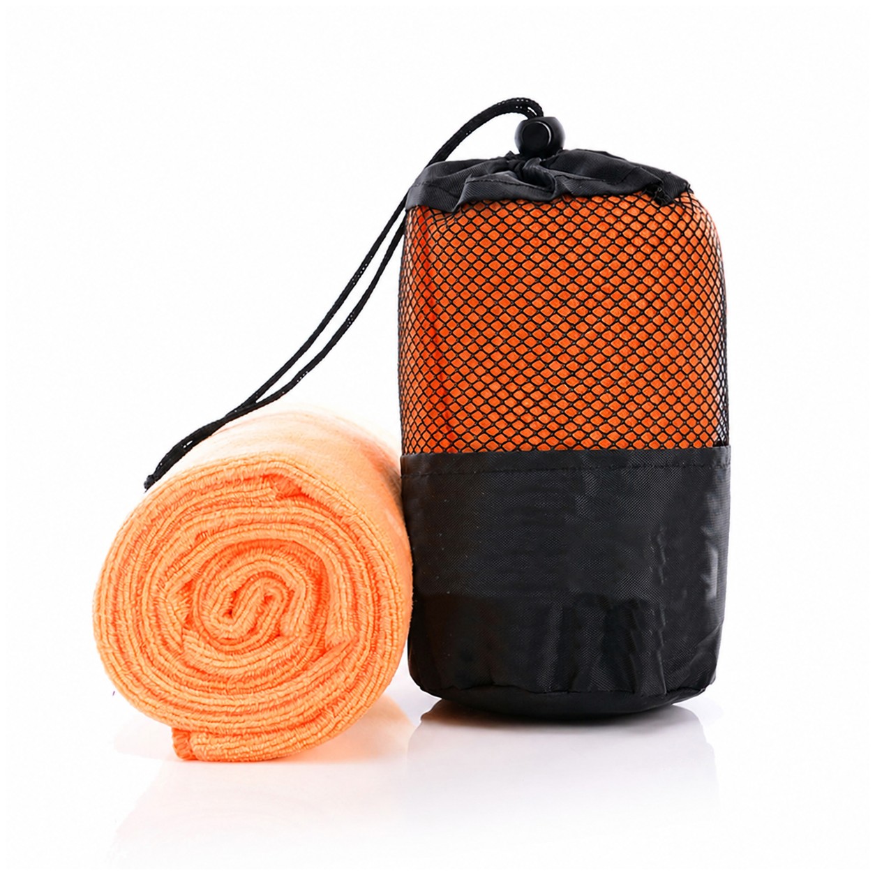 Microfiber Sports Towel With Mesh Sack — Orange