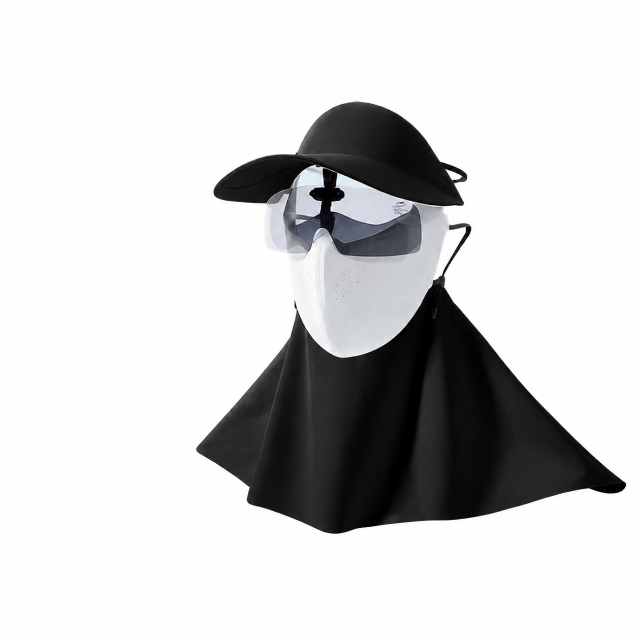 Polyester Full Face Visor Hat — Black