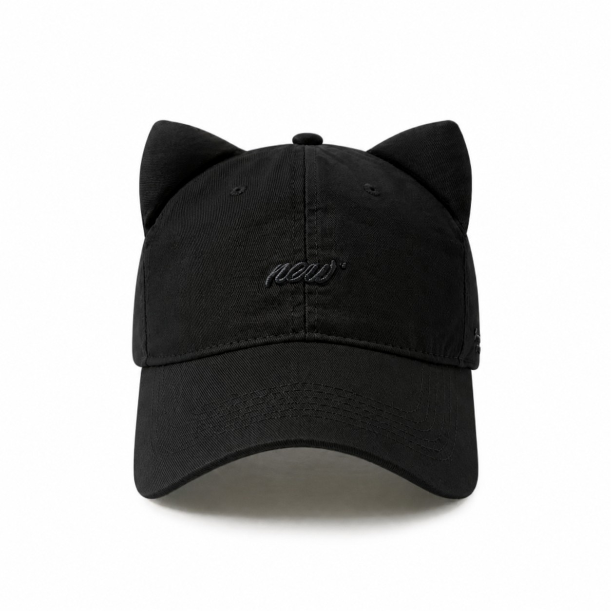 Polyester Cat Ear Baseball Cap — Black