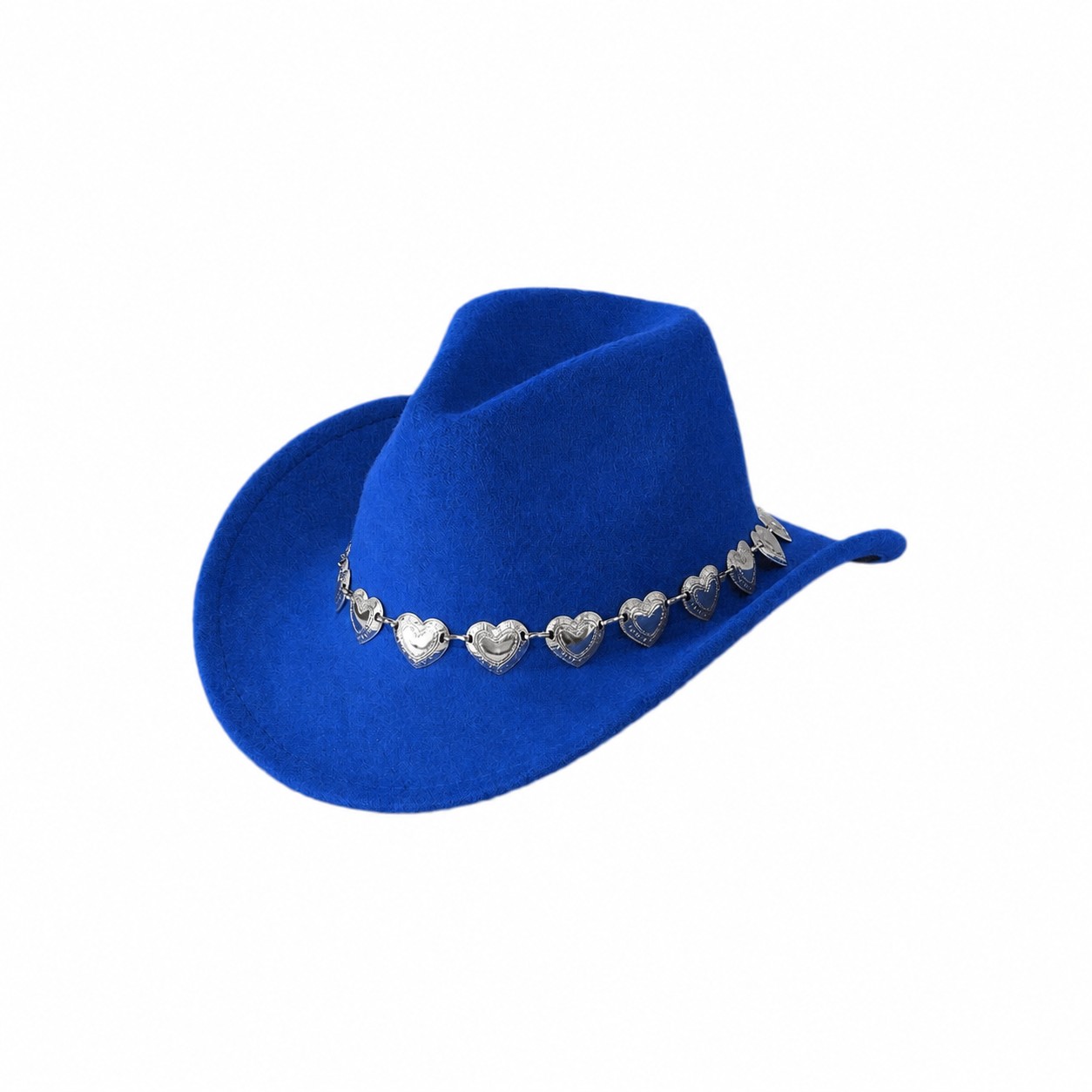 Polyester Felt Heart Cowboy Hat — Royal Blue