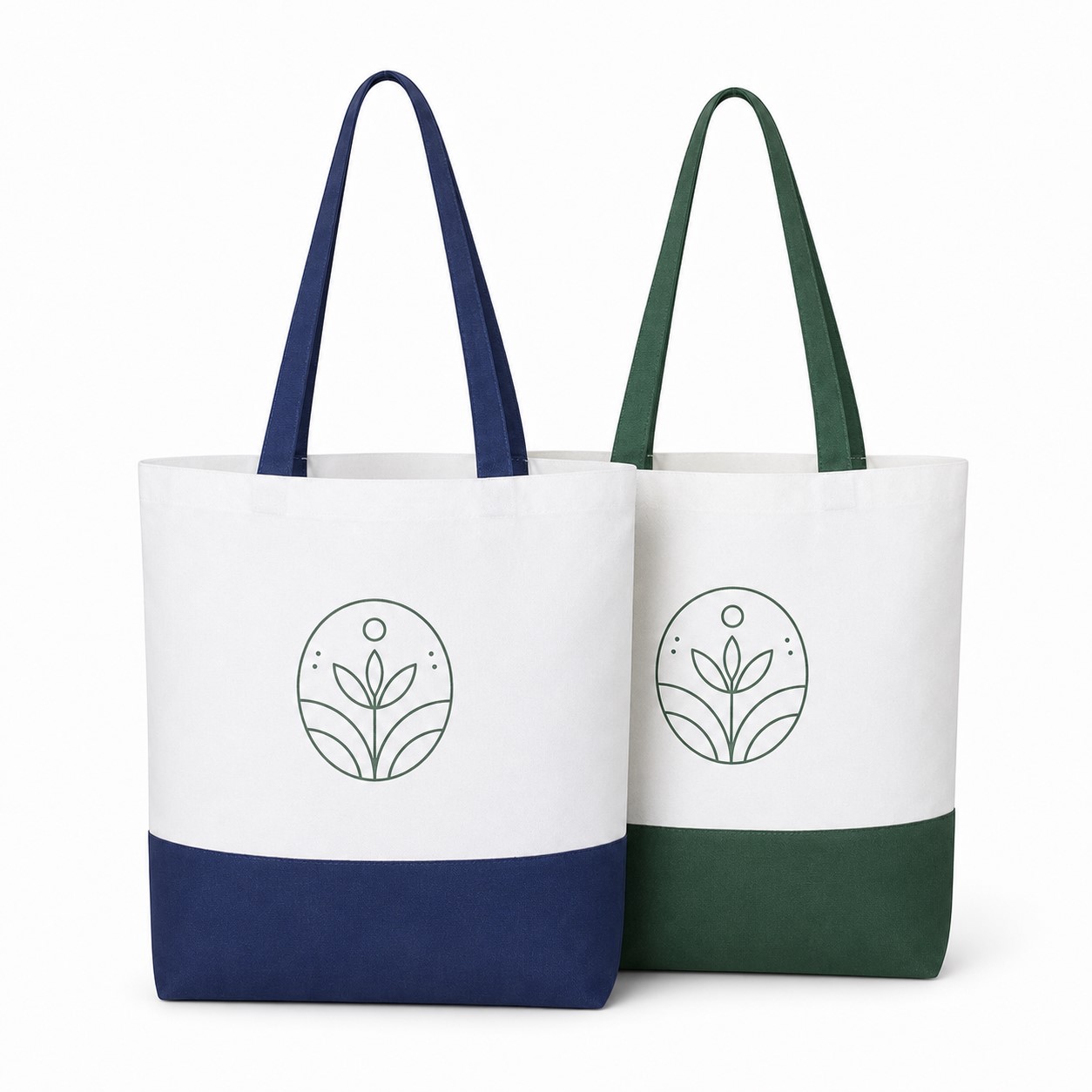 Hand Stitched Colorblock Canvas Tote