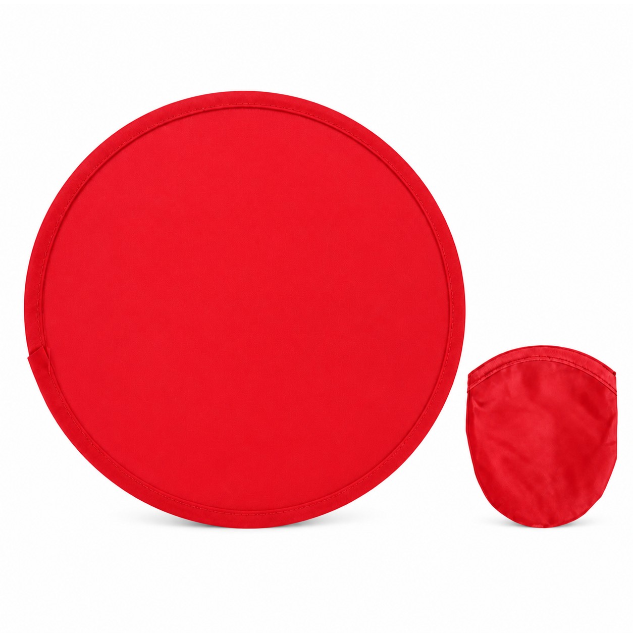 Foldable Nylon Flying Disc With Pouch — Red
