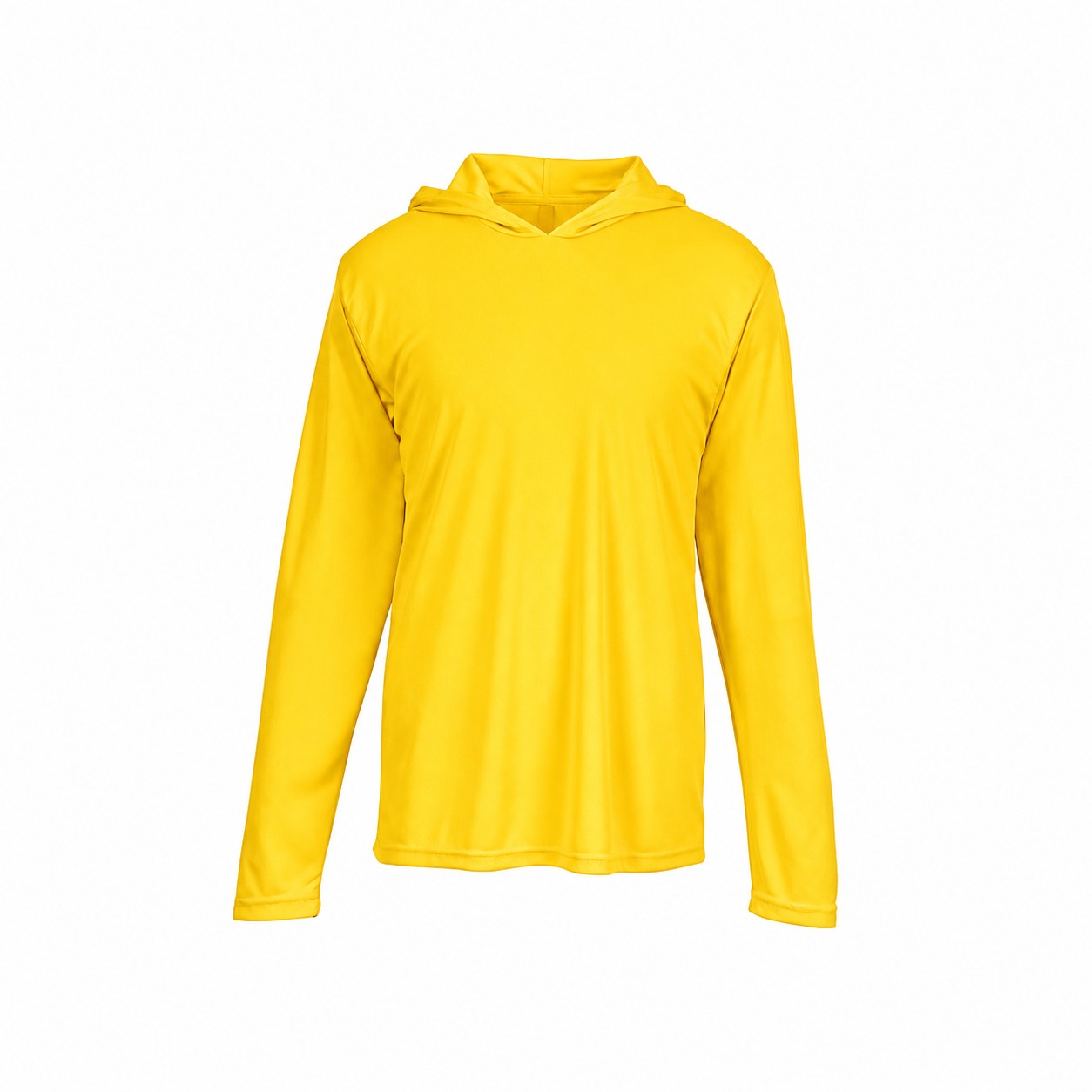 Lightweight Polyester Long Sleeve Hooded Team Shirt — Yellow
