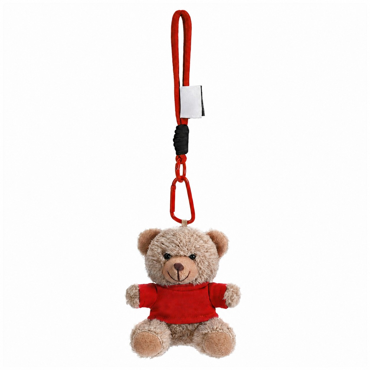 Plush Teddy Bear Keychain With Shirt — Red/Khaki Beige