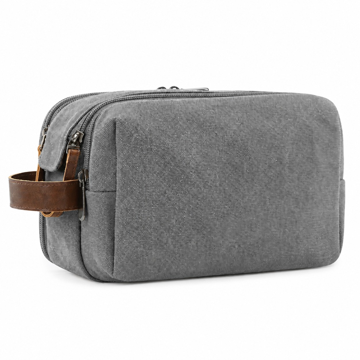 Compact Polyester Toiletry Bag With Compartments — Gray