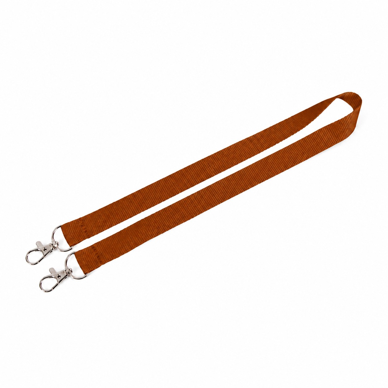 Polyester Dual Clip Lanyard — Copper Brown