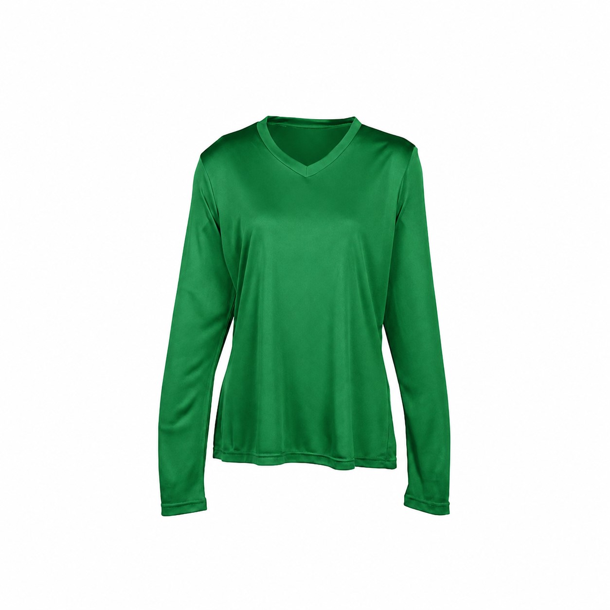 Ladies Polyester V Neck Performance Shirt — Green