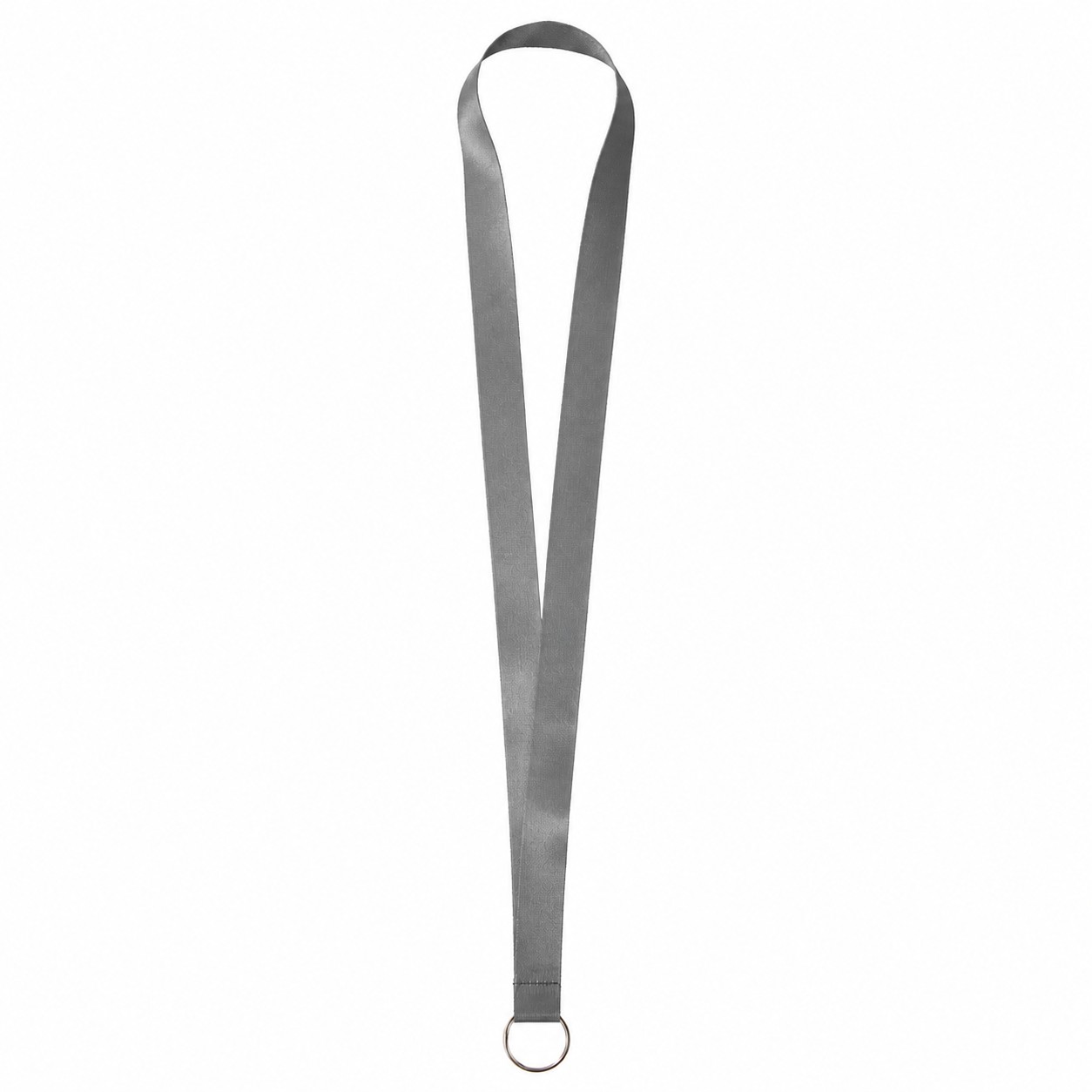 Satin Polyester Split Ring Lanyard — Pewter Gray
