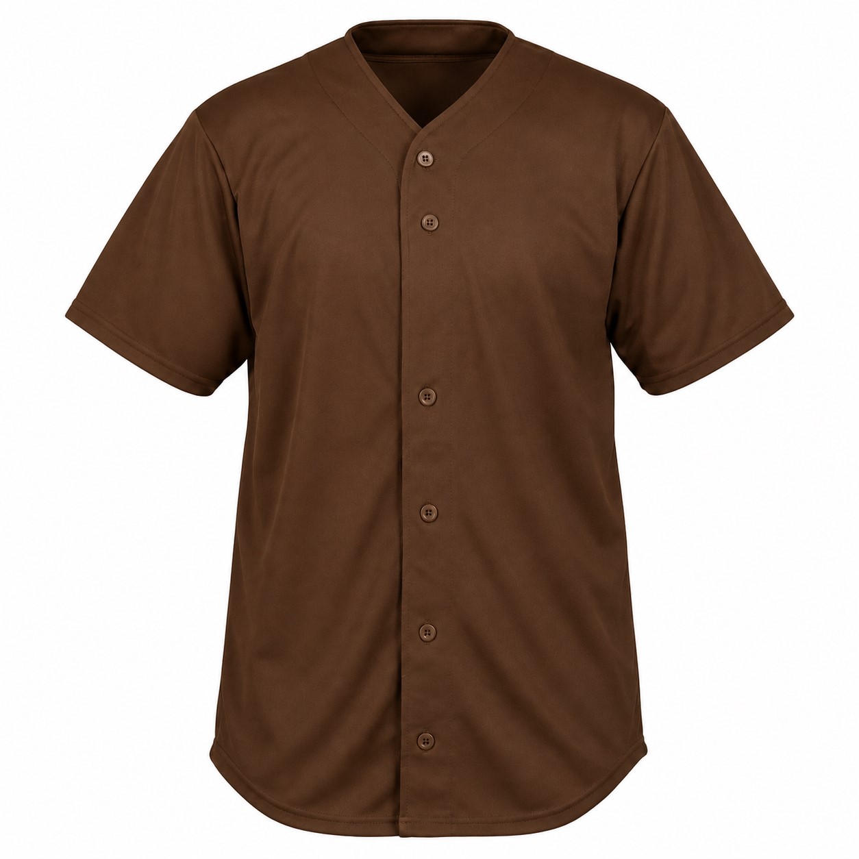 Polyester Full Button Mesh Jersey — Brown