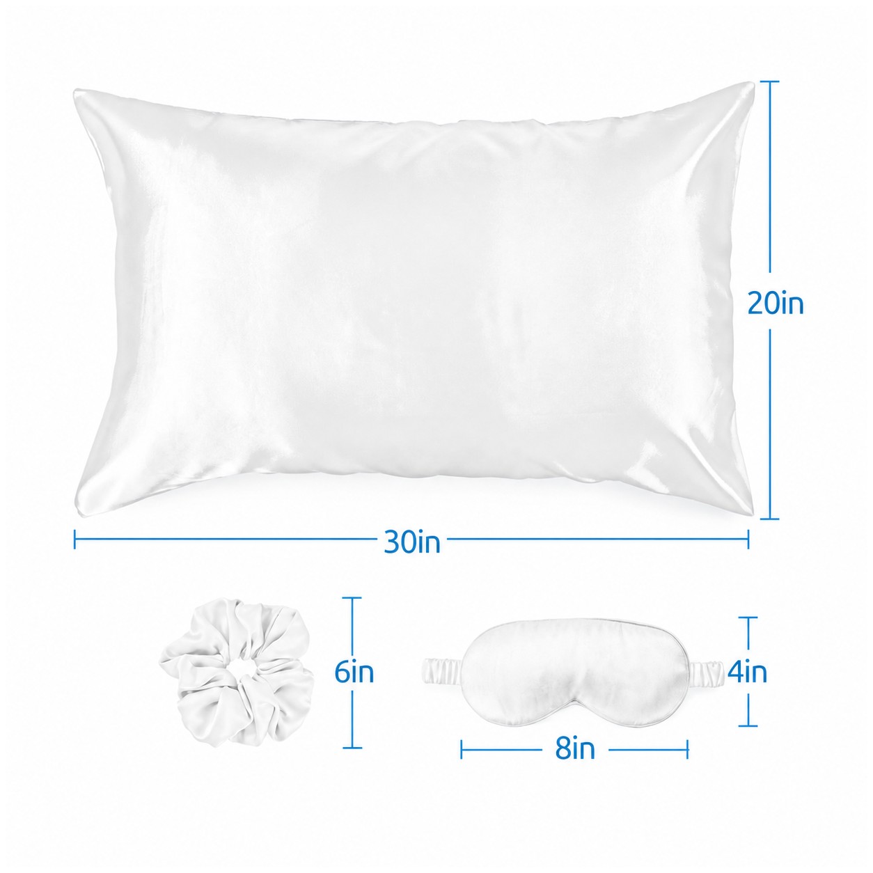 Satin Sleep Set With Pillowcase — Clear White