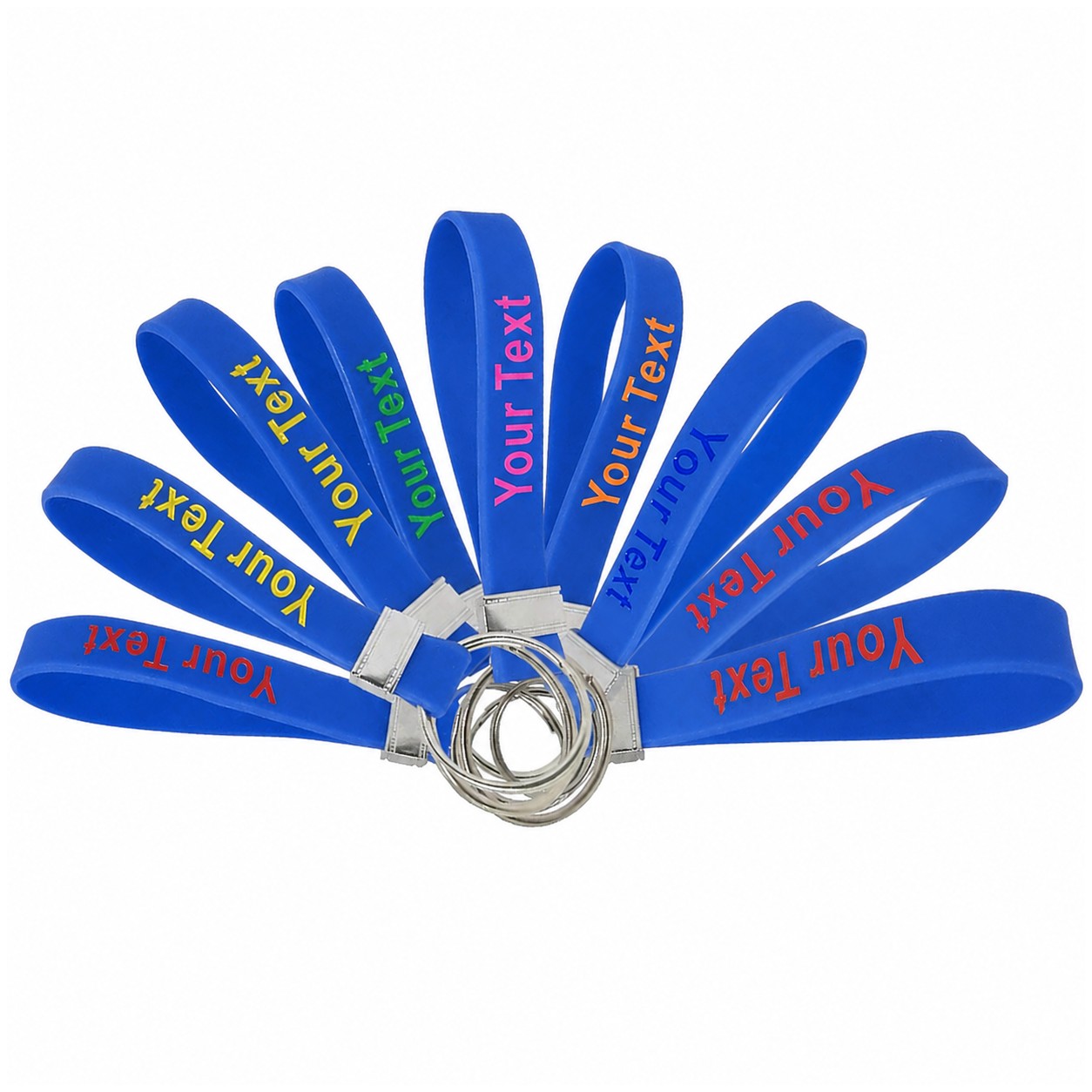 Silicone Loop Keychain Wristband — Blue