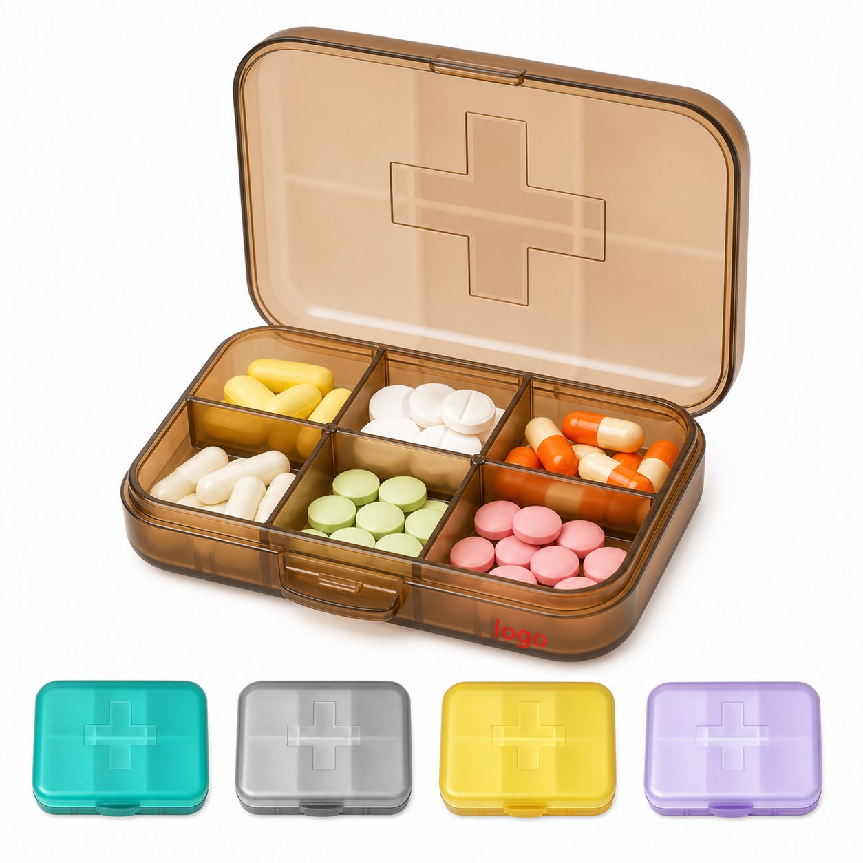 Cross Divider Six Compartment Pill Organizer