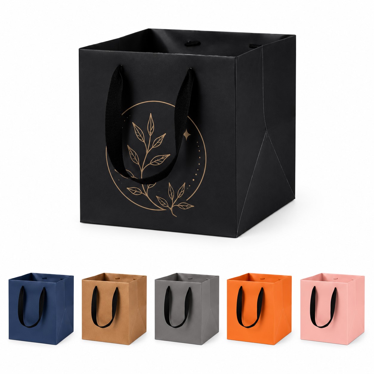 Cube Kraft Paper Gift Bag With Soft Handles