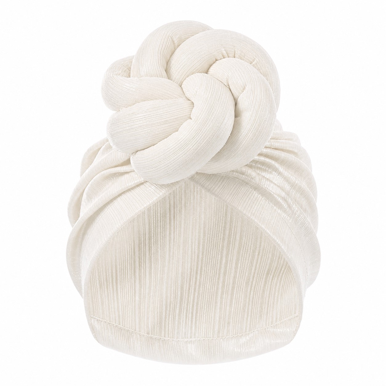 Ice Silk Shiny Knot Turban Hat — Off White