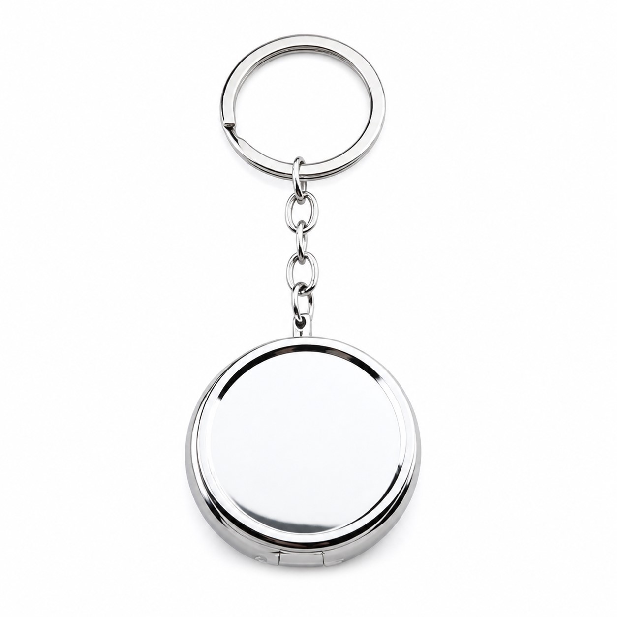 Round Metal Three Compartment Pill Case Keychain — view 2