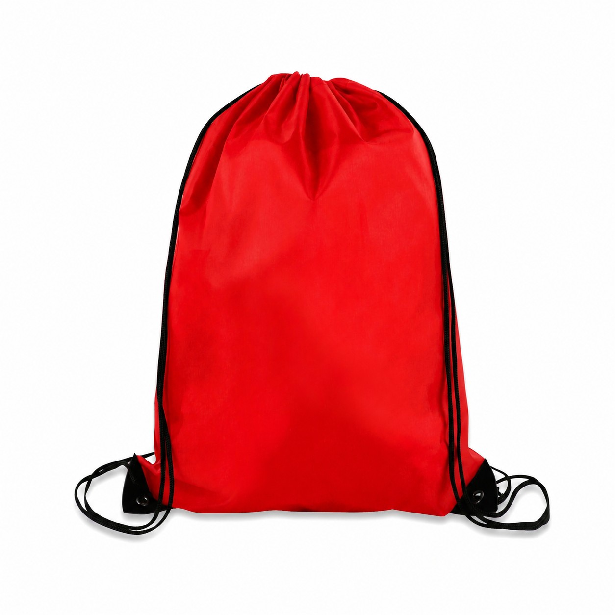 Reinforcement Trim Drawstring Bag — Red