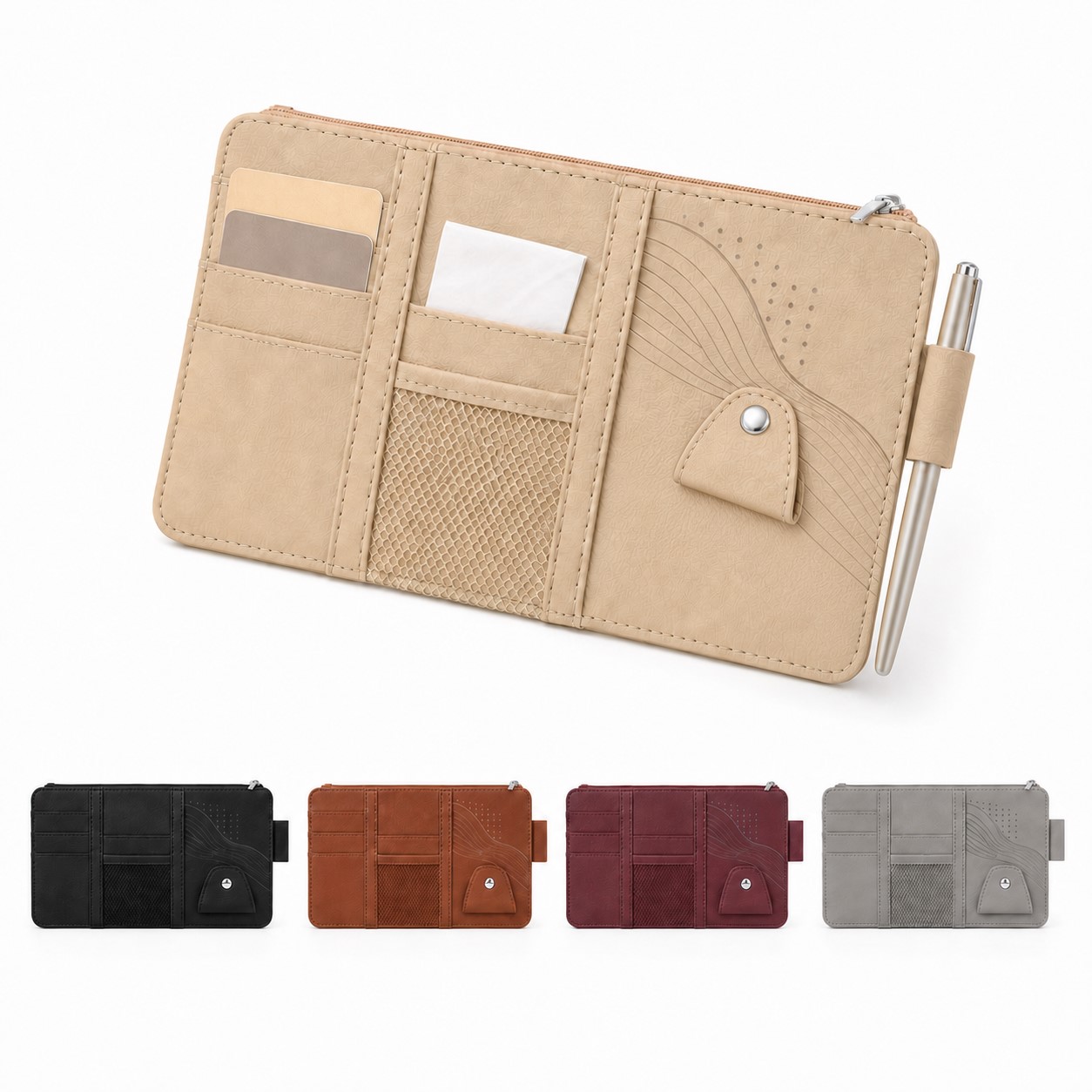 PU Visor Organizer With Eyeglass Clip