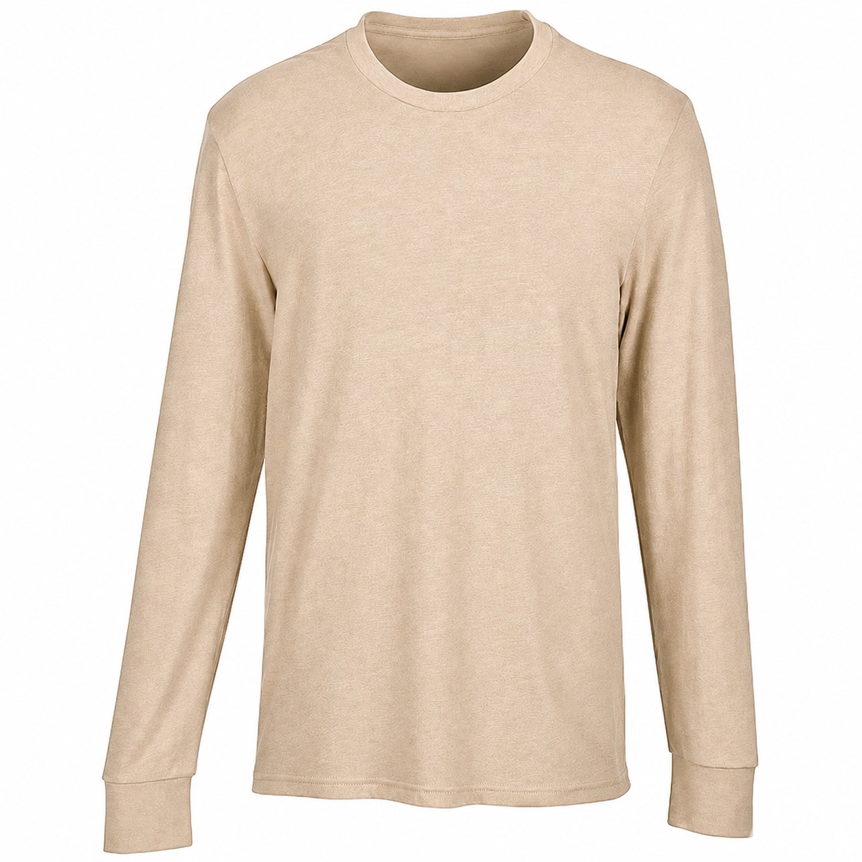 Cotton Polyester Blend Long Sleeve Shirt — Tan Beige